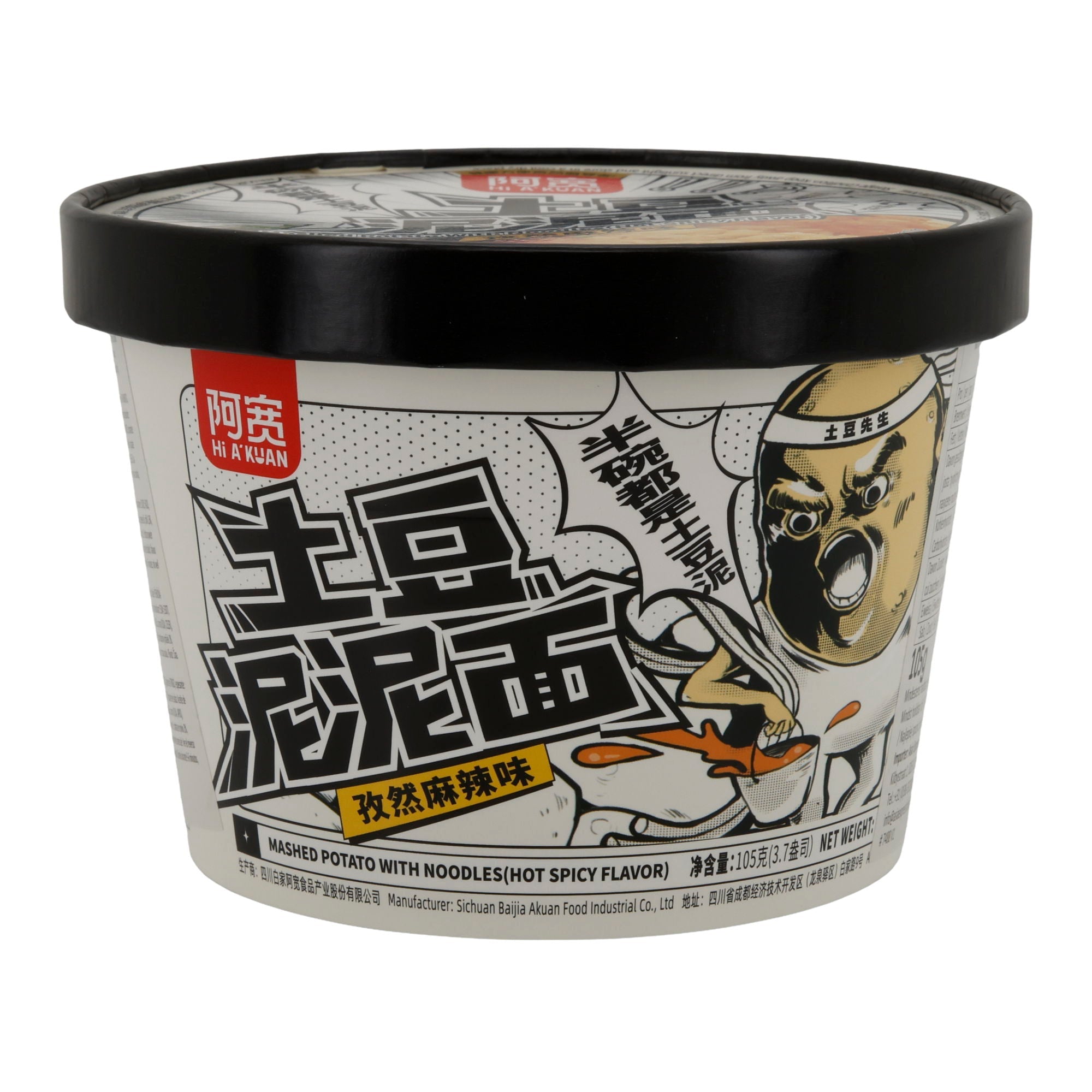 Mashed Potato with Noodles Hi A Kuan | Instantnudeln | Hot Spicy Flavor | 105 g BAIJIA